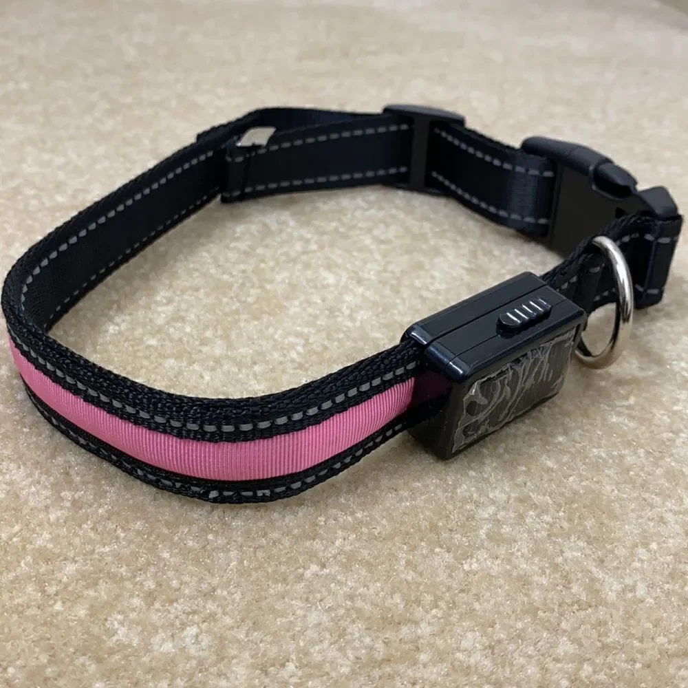 Dog Collar Solar & USB Powered Light Up - L